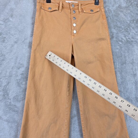 AMO Sylvia Straight Leg Pants Womens 28 Tan High Rise Button Fly Denim Flawed - Picture 4 of 16